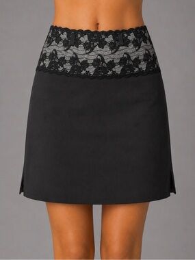 SHARAGANO Paris High Waist Stretch Lace Skirt